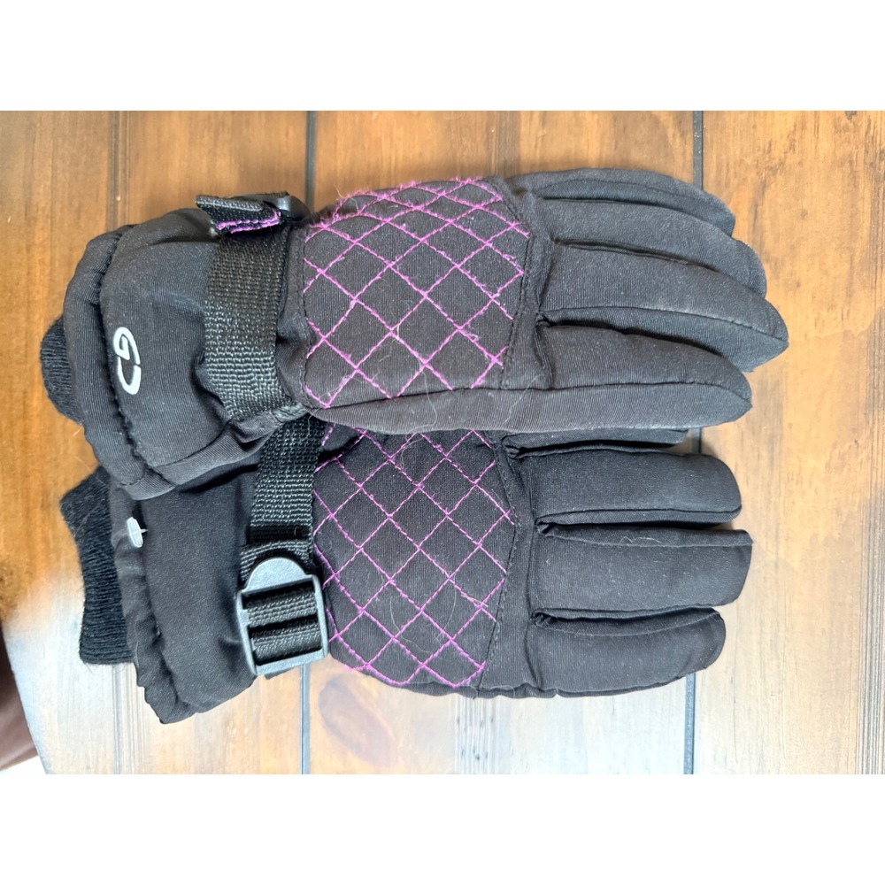 Champion C9 Girls Black Purple Quilted Winter Gloves Ski Snowboard Cold Weather